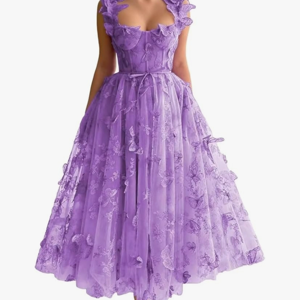 Elegant Purple Lace Dress